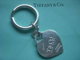 RARE Tiffany & Co. Sterling Silver 1837 Large Heart Key Ring  