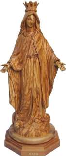 Virgin Mary Hand Carved Holy Land Olive Wood Statue  