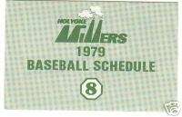 1979 Holyoke Millers BB Schedule Eastern Lg.  