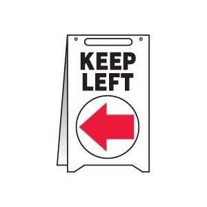   Fold Ups Sign, White KEEP LEFT (LEFT Arrow Graphic)
