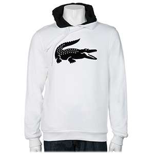 Lacoste Flocked Croc Pullover Hoody   White/Black   Valentines  