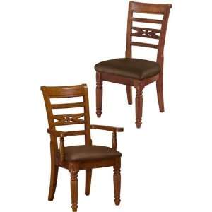  Montague Dining Set Brown Leather Cherry