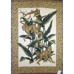  Monkey See Animal Print Afghan Throw Tapestry 50 x 70 