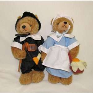  Thanksgiving Pilgrim Bear Couple Dolls Plush Set 2 Toys & Games