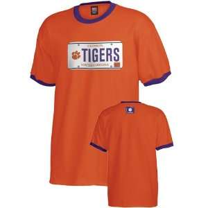  Nike Clemson Tigers Orange Plate Ringer T shirt Sports 