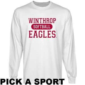  Winthrop Eagles White Custom Sport Long Sleeve T shirt 