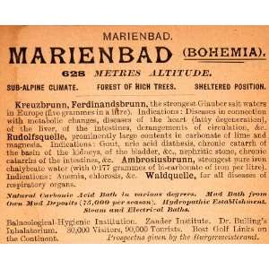  1908 Ad Marienbad Bohemia Resort Zander Institute Bullings 