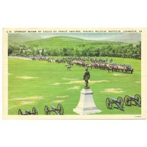  1940s Vintage Postcard Garrison Review of Cadets on Parade 