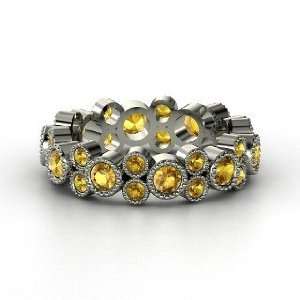  Hopscotch Eternity Band, 14K White Gold Ring with Citrine 