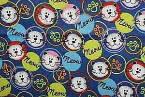 Cat Motif Fabric   FLANNEL MEOW CATS   Yardage (ZZ)  