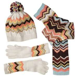 Missoni for Target Girls Kids Zigzag Scarf, Gloves and Beanie Hat Size 