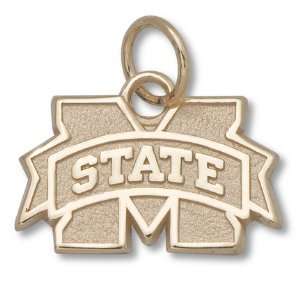  Mississippi State Bulldogs 3/8 M Logo Charm   Gold 