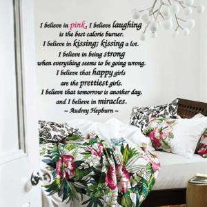 Believe In Pink Audrey Hepburn Quote Wall Lettering  