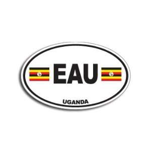  EAU UGANDA Country Auto Oval Flag   Window Bumper Sticker 