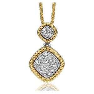    14k Two Tone Gold Milgrain Rope Prong Diamond Necklace Jewelry