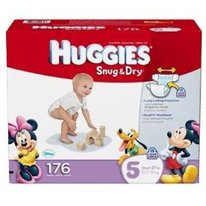  Huggies 176 Ct Snug N Dry Diapers  Size 5 Baby