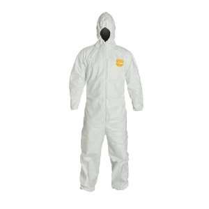 DuPont ProShield Disposable Coverall with Hood, Elastic Cuff, White 