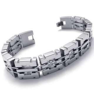 Mens Silver Tone Stainless Steel Bracelet Bangle US120303  
