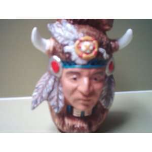  Ceramic Indian Figurine with Buffalo Headdress