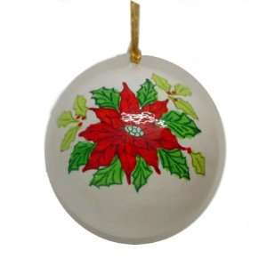  Hand Painted Paper Mache Christmas Ornament  Poinsettia 