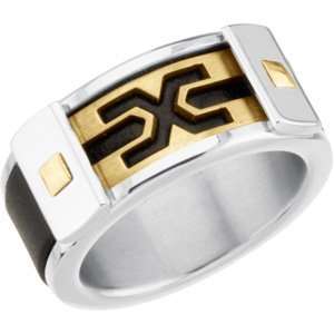   Stainless Steel and 18k Yellow Gold Mens Fashion Ring Size 9 Jewelry