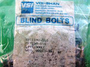 NAS1670 3L6 CHERRY BLIND BOLTS PLT110 6 6   Pack of 25  
