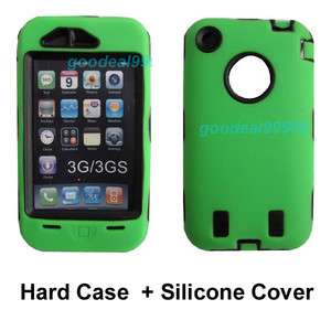 Hard Defender Case/ Soft Skin Silicone Cover For iPhone 3 3G 3GS Black 