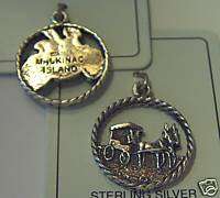 Sterling Silver Horse & Buggy say Mackinac Island Charm  