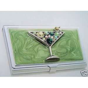  Green Martini Jeweled Business Card Case