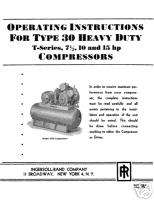 Ingersoll Rand Type 30 T Series Air Compressor Manual  