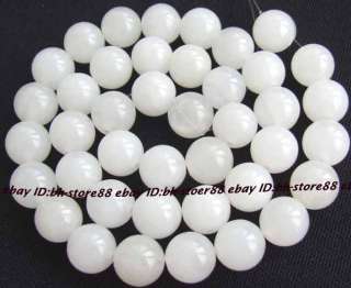 Natural White Jade 10mm Round Gemstone Beads 15  