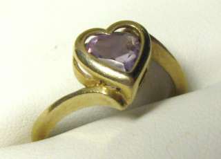 Amethyst Heart in 14K Yellow Gold Ring  Valentine   Not Scrap  