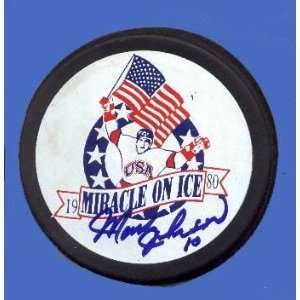  Mark Johnson Autographed Hockey Puck