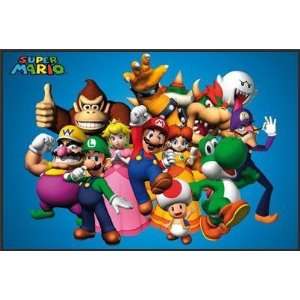  Nintendo Super Mario Group Video Game Poster Framed