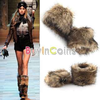 Pair Soft Lady Winter Fur Lower Style Leg Ankle Warmer Boots Sleeve 