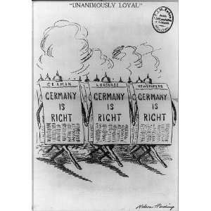  Anti isolationist cartoon,WWI,German newspaper,marching 
