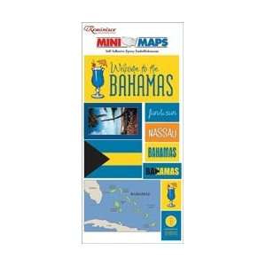  Mini Maps Self Adhesive Epoxy Embellishments 4.5X8 Sheet Bahamas 