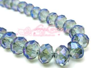  35pcs Light Purple blue Transparent Crystal Beads 8x6 mm 