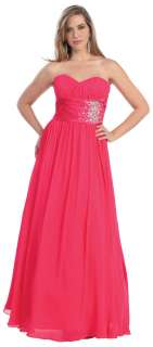 New Silky Elegant Long Evening Strapless Prom Gown   Pageant Formal 
