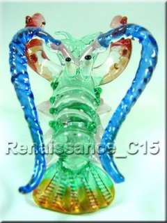 Figurine Animal Hand Blown Glass Shrimp Lobster #1  