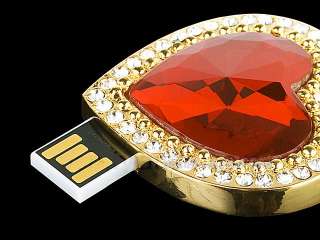 8GB USB Jewel Red Heart Necklace Flash Drive  