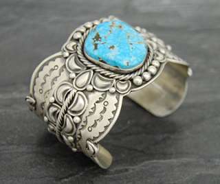 Silver Darren Livingston Navajo Turquoise Cuff Bracelet  