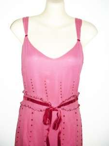 LITHE Anthropologie Pink Silk Flapper Dress 2 / XS RARE Ruffle Tiered 