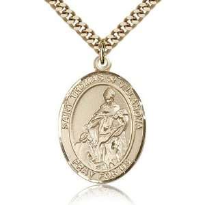    Gold Filled 1in St Thomas of Villanova Medal & 24in Chain Jewelry