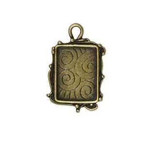  Antiqued Brass Plated Pendant Frame Rectangle Scroll 30 