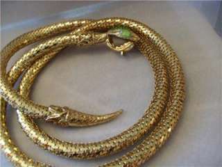 Vintage Whiting & Davis Gold Mesh Snake Belt/Necklace Signed Strong 