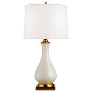 Currey and Company 6425 Lynton   One Light Table Lamp, Cream Crackle 