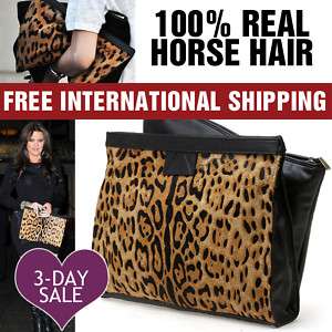 Celebrity Handbag Leather Leopard Print Clutch Bag  