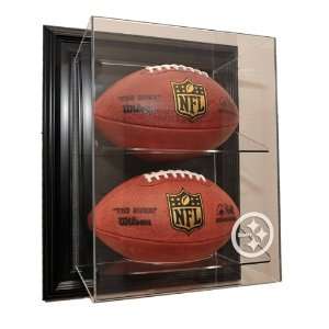 Pittsburgh Steelers Double Football Display Case with Black Finish 