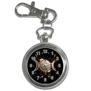 GOLD WICCA PAGAN WITCH MOONS Silvertone Key Chain Watch  